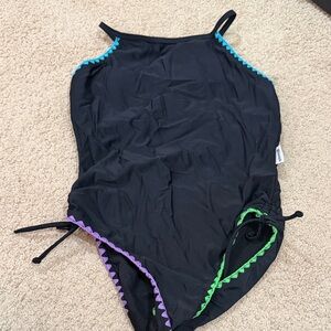 Limeapple Girls Black Swimsuit with Colorful Trim